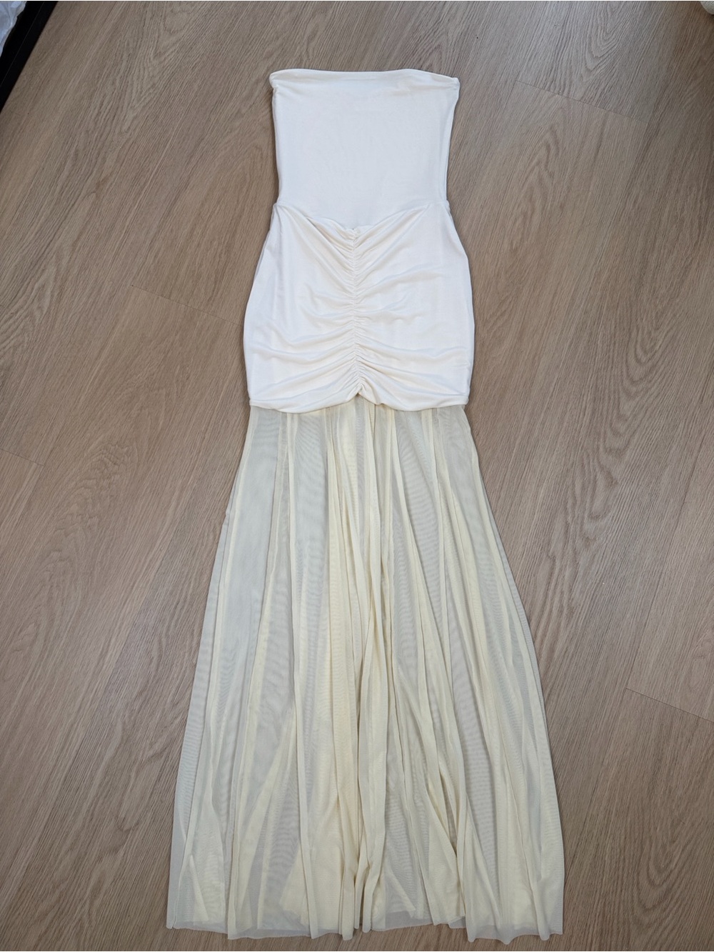 NWOT Meshki Caspian Strapless Mesh Slinky Maxi Dress S - Picture 6 of 11